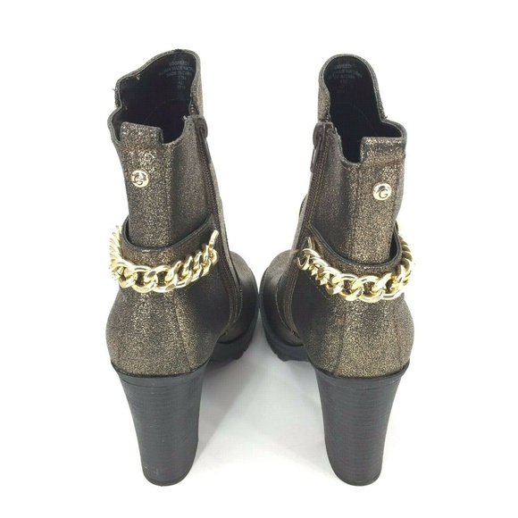 G by Guess Greedy Moto Boot Bootie Sz 9M Gold - Picture 5 of 8